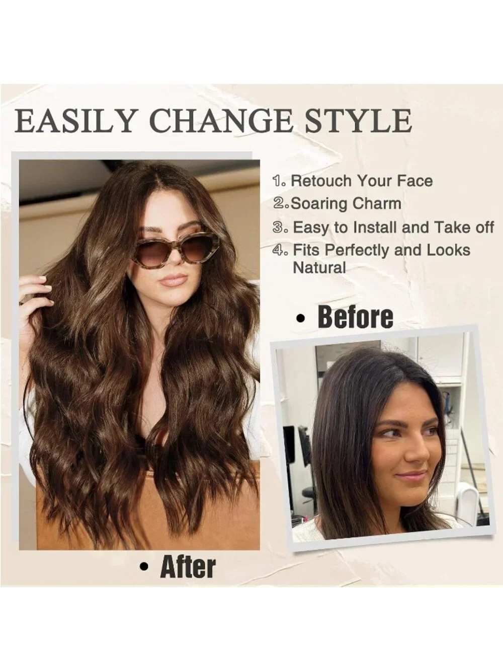 Women's Brown Ombre 26 Inch Natural Looking Heat Resistant Long Wavy Wigs